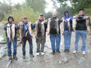 American river salmon fishing just above downtown Sacramento.